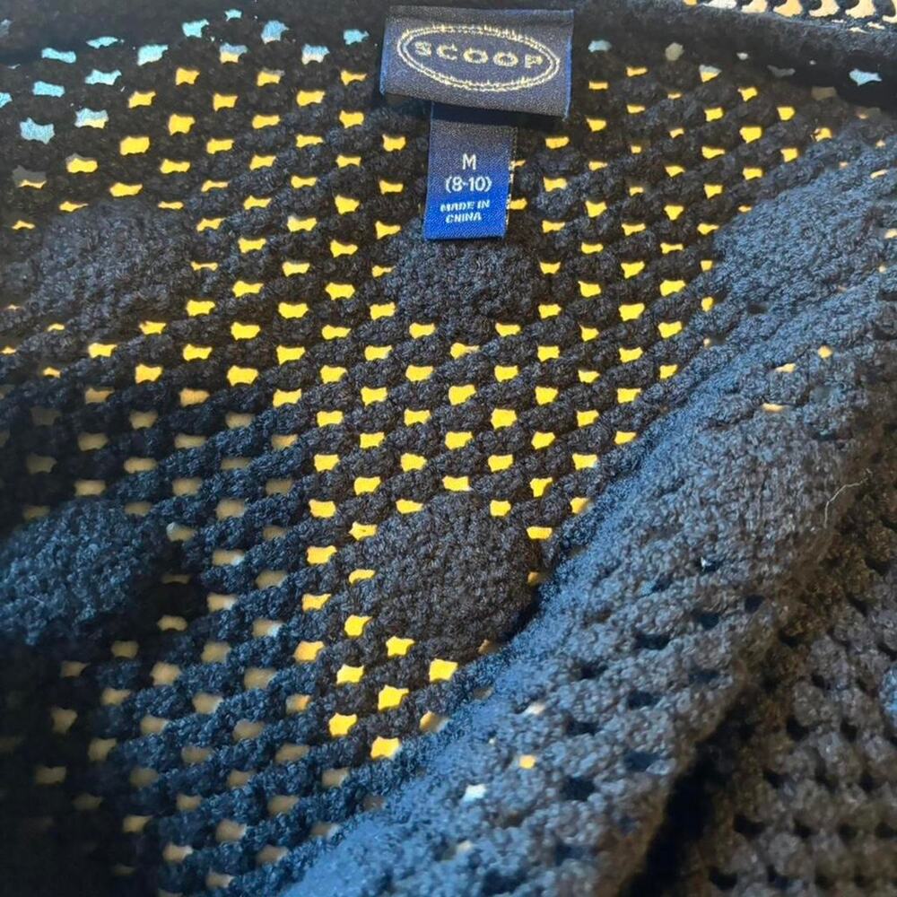 Scoop black crochet cardigan with - Picture 4 of 6